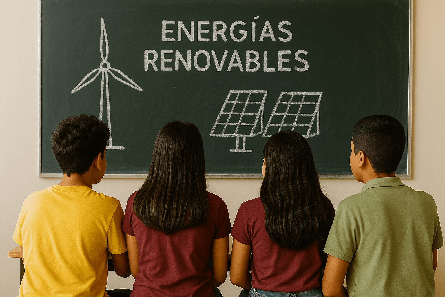 Estudiantes aprendiendo sobre energías renovables